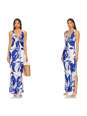 Faithfull The Brand Nicola Maxi Dress Termini Floral Blue size XS New $239msrp